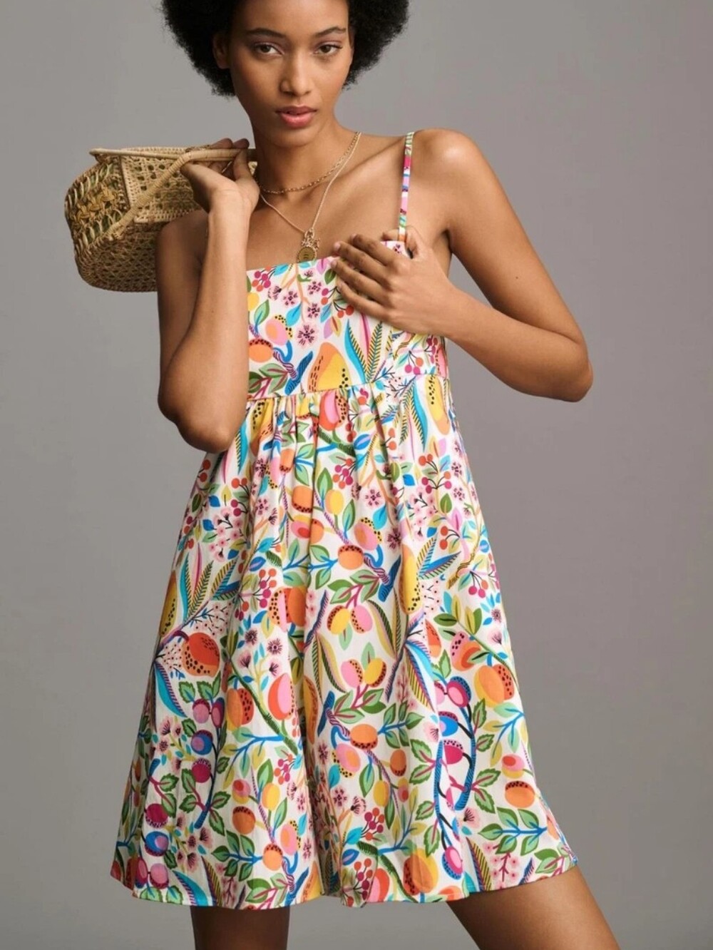 Anthropologie Hutch Bandeau Romper Mini Dress Multi Color Fruit Print Sz S NWOT
